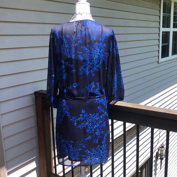 Navy Floral Shirt Dress by Express - Picture 9 of 16